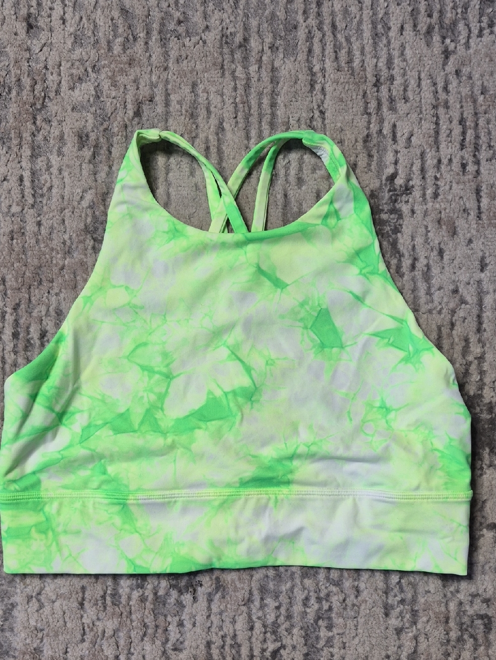 lululemon athletica Neon Green Tie-Dye High-Neck Sports Bra, Workout, Gym, Rum